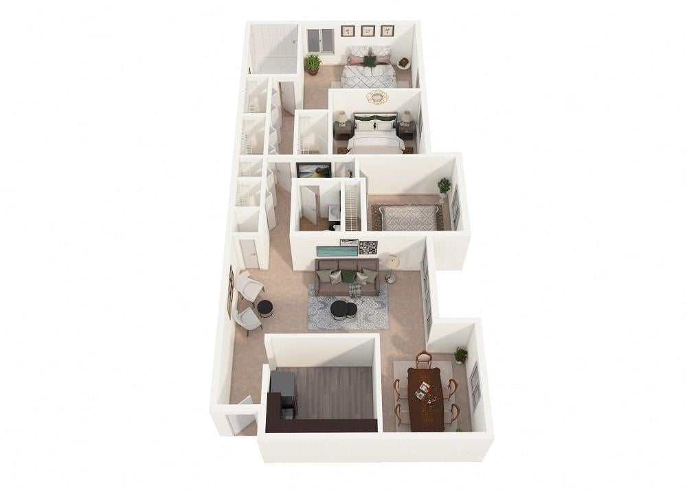Aspen Hill Apartments - Three Bedroom Terrace Floor Plan Picture